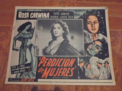 Antiguo Lobby Card De Rosa Carmina En Perdicion De Mujeres!