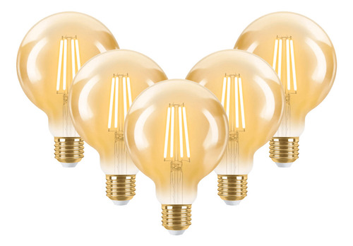 Foco Led Globo Lampara E27 Filamento 8w Ambar Dimerizable X5 Luz Blanco cálido
