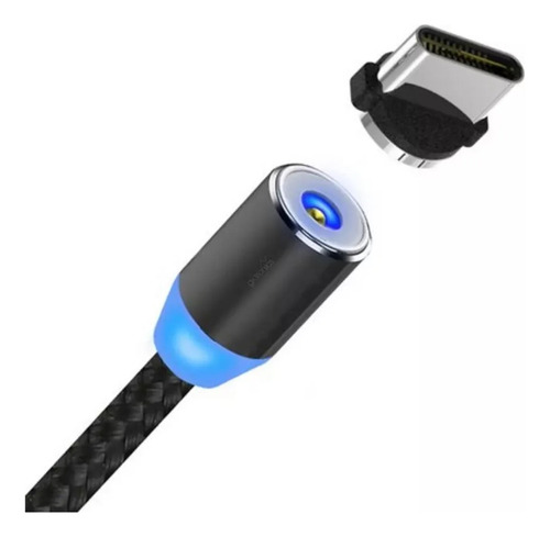 Cable Usb Magnético Tipo C Gira 360 Grados Luz Led