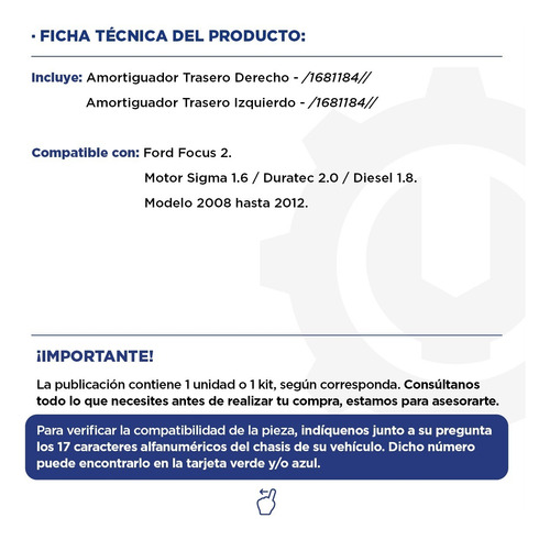 Kit Amortiguadores Traseros Ford Focus 2 08/13 Original