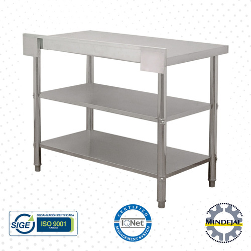 Mesa A Pared 100% Acero Inox 110x60x90 Doble Color Gris