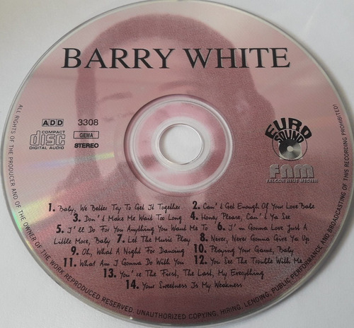 Barry White Grandes Exitos Cd Musical Original Sin Caratula