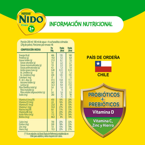 Leche Nido 3+ Protectus® 1350g Pack X2 Sabor Natural