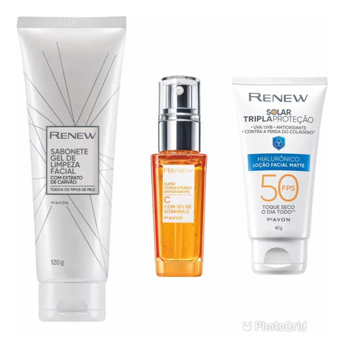 Kit Renew Vitamina C E Protetor Solar Fps50 Avon