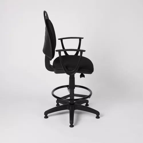 Silla de escritorio de Outlet Diva cajera con apoyabrazos y sin ruedas  ergonómica negra con tapizado
