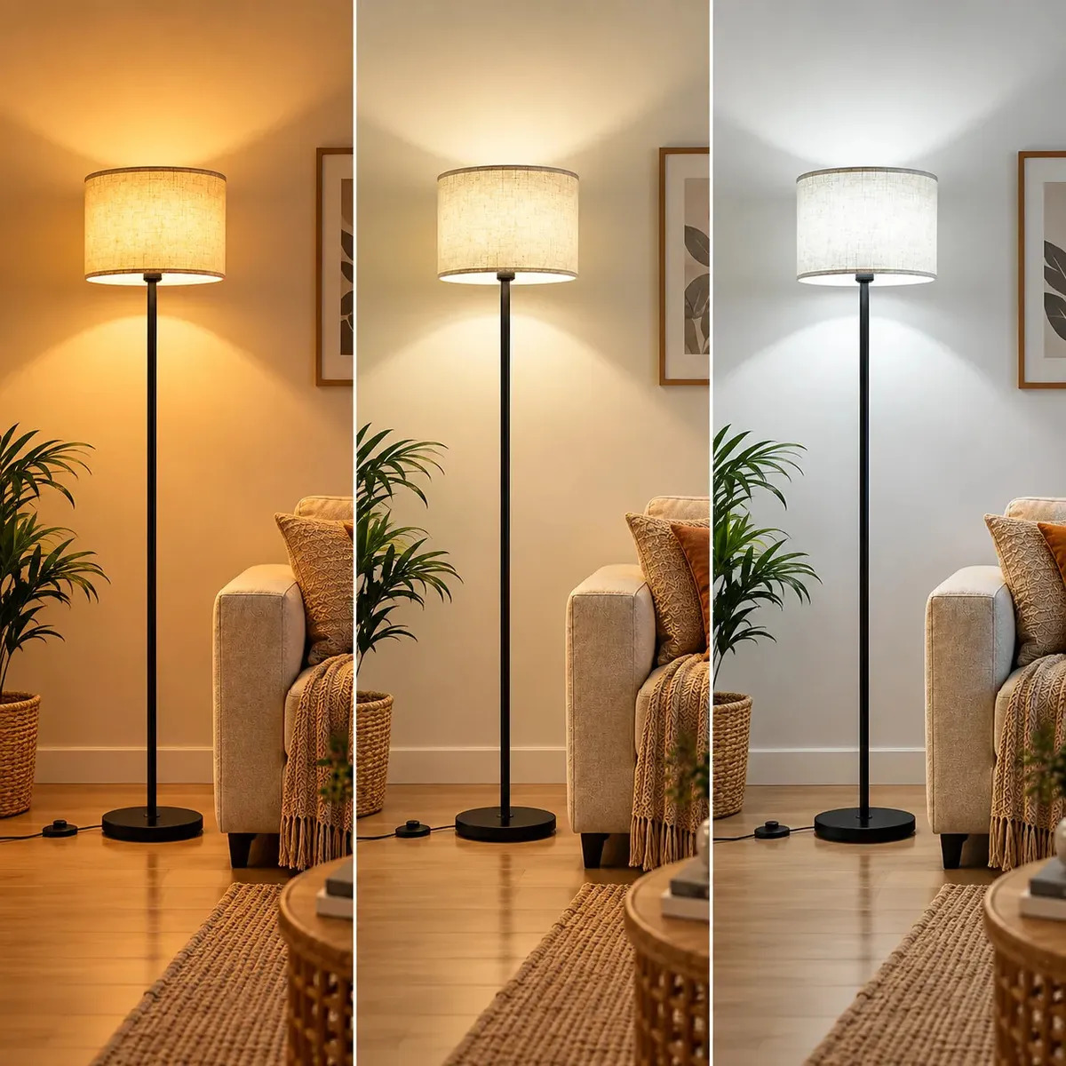 Luminária de Chão Coluna LucZeng Nórdica Com Cúpula Branca Para Quarto e Sala