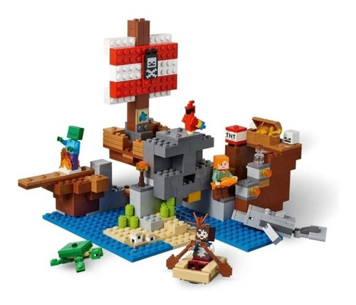 Imagem 2 de 7 de Lego Minecraft A Aventura Do Barco Pirata 386 Peças 21152