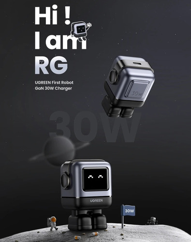 Ugreen Nexode Robot Cargador Rápido Gan De 30w Usb-c Negro