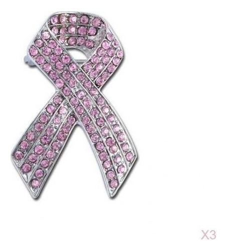 ./ 3x Festa De Caridade Câncer De Mama Cristal Pin Fita