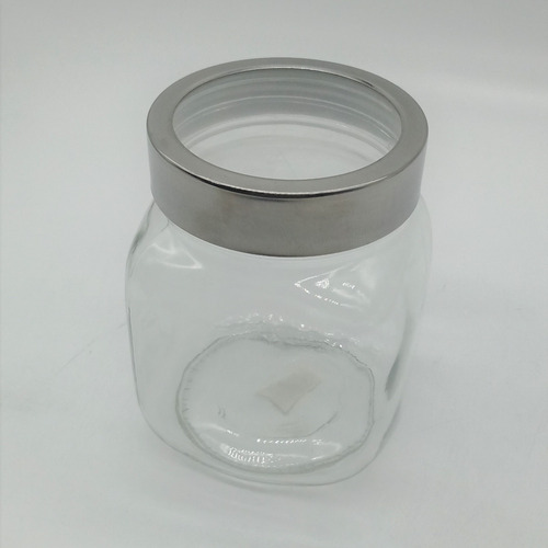 Imagen 2 de 3 de Frasco De Vidrio Cuadrado Con Tapa Y Visor 14x9 Cm