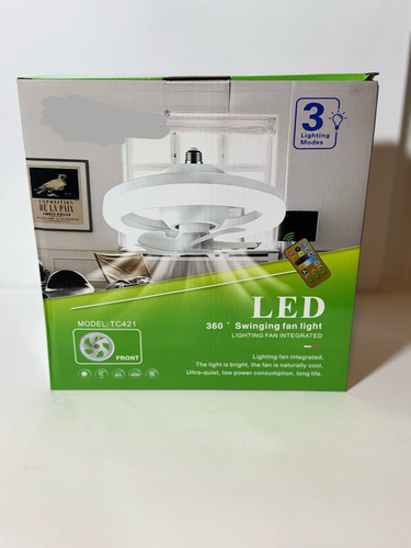 Ventilador 360° Con 3 Luces Led Para Foco 30 Cm 1000 Rpm Blanco Blanco Plástico 5