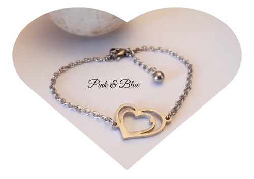  Pulsera Doble Corazón - Acero Quirúrgico 316l