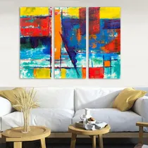 Comprar Set Cuadros Tripticos Modernos 60x90 Abstracto Madera M11