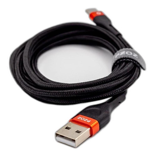 Cable USB tipo C Pzoz de 2 metros, color negro