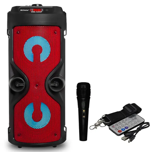 comprar Alto Falante Portátil Bluetooth 16w Usb Led com Microfone e Controle Livstar CNN-439SP Cor Vermelho