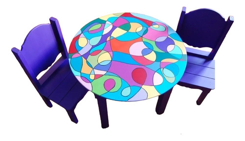  Mesa Y 2 Sillas Infantiles Pintadas