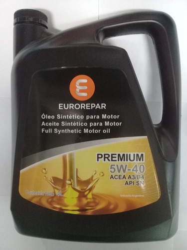 Aceite Motor Sintetico 5w40 -eurorepar 4 Litros