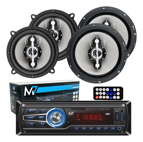 4 Auto Falantes 5 Pol + 6 Pol Leson 140w + Rádio Bluetooth