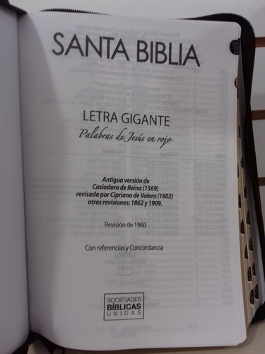 Biblia Letra Gigante Rvr1960 Imitación Negra,cierre E Índice