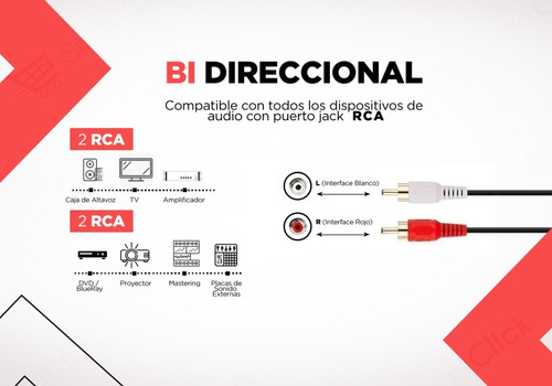 Imagen 3 de 10 de Cable Rca Rca Audio Stereo Macho Macho 5 Metros 2x2 Fichas