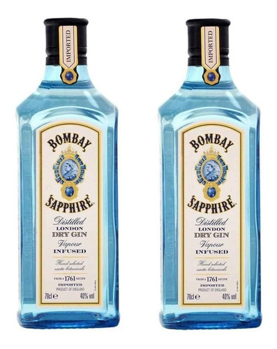 Imagen 1 de 10 de Bombay Sapphire X 2 Botellas . Gin . 750ml - Tomate Algo® - 