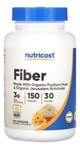 Nutricost Fibra Con Cáscara De Psyllium 150 Caps Sabor Sin Sabor