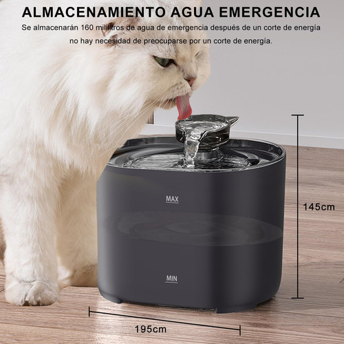 Bebedero Para Gato Con Luz Led, 74oz/2.2 L Fuente De Agua