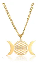 Comprar Collar Con Dije Luna Flor De La Vida Geometría Sagrada Mujer