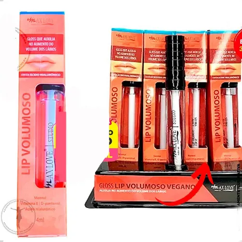 comprar 3 Batom Lip Gloss Aumenta Volume Lábio Com Ácido Hialuronico