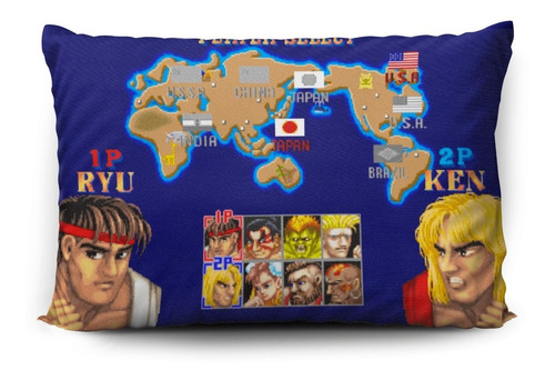 Imagen 2 de 5 de Funda De Almohada Street Fighter Ii 70x45cm Vudú Love