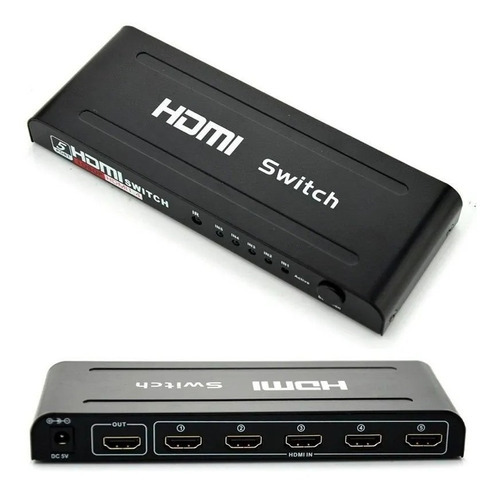 Switch Hdmi 5x1 Ativo Profissional 4k Com Fonte C/ Remoto