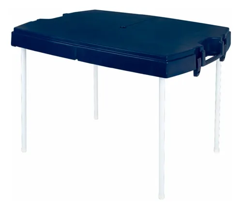 Mesa Plegable De Camping Valija Plastica Mor Color Azul