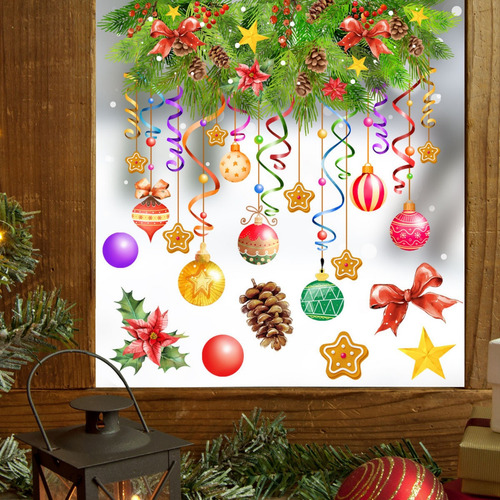 Pegatinas De Decoración De Pared Q Con Luces Navideñas 8254
