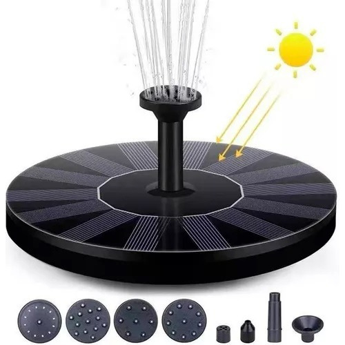 Chafariz Passaros Jardim Peixe Decoração Fonte Energia Solar Cor Preto