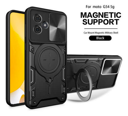 Funda Para Moto G54 Jiashang Uso Rudo Anillo Metalico Negro Jiashang