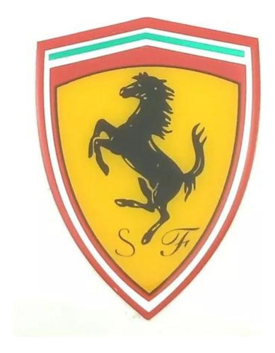 Emblema Adesivo Brasão Ferrari Poliéster Cromado Resinado 