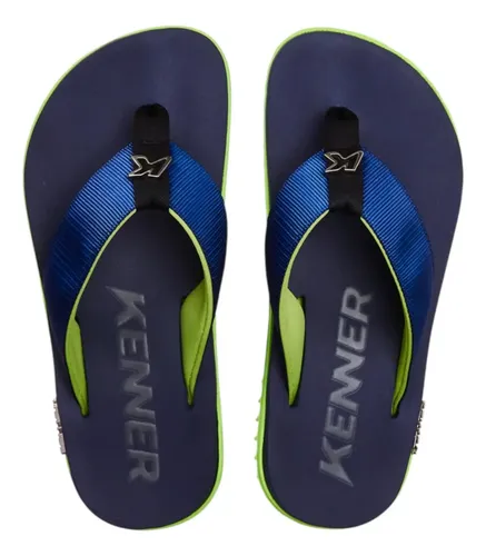 Chinelo Kenner Kivah Line Verde Azul Marinho Sem Desenho 41 Br