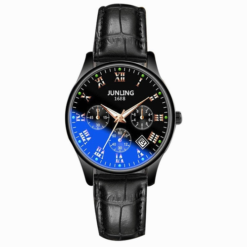 Hombre Reloj Original Con Fechador Cuero Artificial Correa 