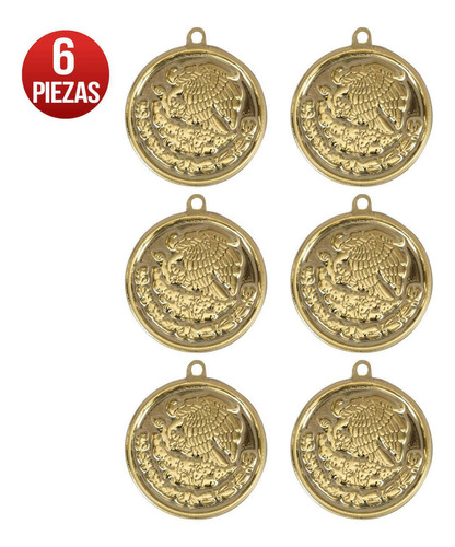 Imagen 1 de 3 de Escudo Nacional Mexicano Plástico 3d Oro Ch 9cm Mylin 6pz