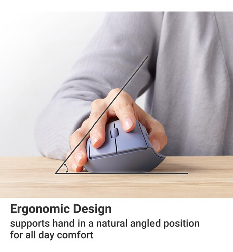 Elecom Shellpha Ratón Inalámbrico Ergonómico, Clic Silencios