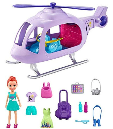 Polly Pocket Juego De Helicóptero De Vacaciones Con Muñeca