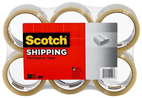 Scotch Tape Envío Embalaje, 2,83 PuLG. X 54,6 Yd., 6 Rollos 