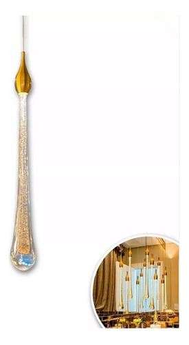 Pendente Gota Cristal Bolhas Led Integrado Bivolt Dourado