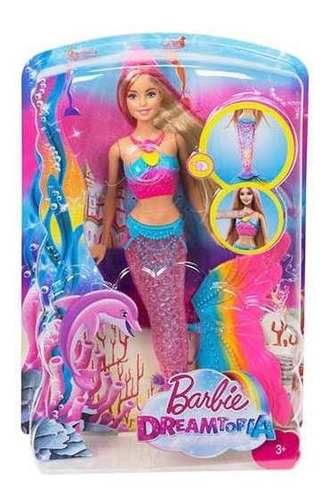 Muñeca Barbie Sirena Con Luces Dreamtopia Arcoiris