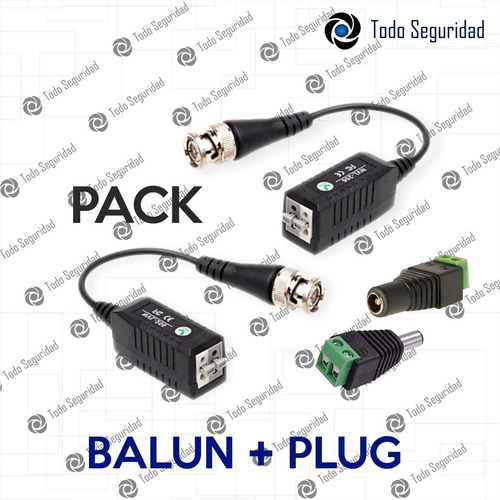 Imagen 4 de 7 de Pack X 10 Balun Hd Ahd Cvi Tvi Plug Par Dc Utp Cctv Camara Seguridad Dvr