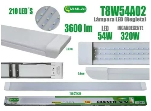 100 Lamparas Regleta Led 54w 210 Leds 1.21m 3600 Lumenes (Usado)