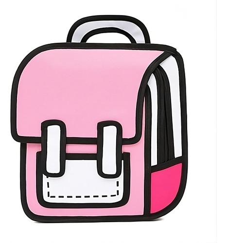 Mochila 3d Dibujo Cartoon Rosa