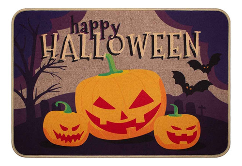 Tapete De Entrada Linen Happy Halloween 40x60 Cm Diseño de la tela Halloween calabaza natural