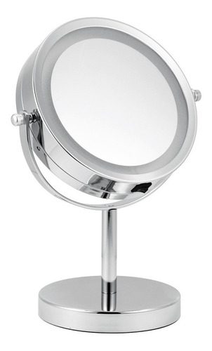 Imagen 1 de 10 de Espejo Maquillaje Luz Aumento X5 Doble Faz 15cm Cuotas