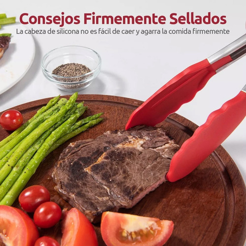 Hx Set De Pinzas De Cocina De Silicona De Acero Inoxidable
